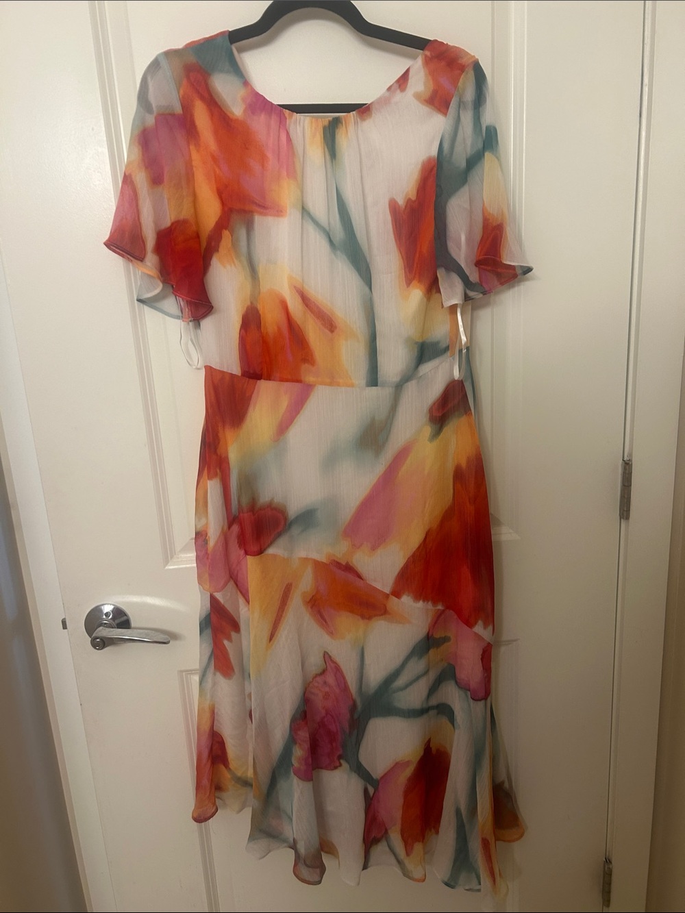 Maggy London Floral Midi Dress in Multi-Color Watercolor Print